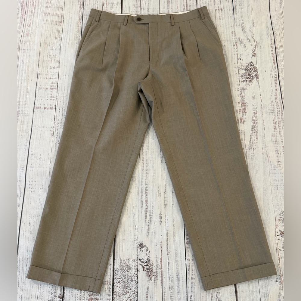 Lauren Ralph Lauren Pants Mens 36X29 Taupe Brown Pleated Trousers Cuffed Slacks